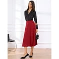 thumbnail image 4 of DARING DIVA Women's High Waist Satin Flared A Line Midi Skirts XL Red, 4 of 6