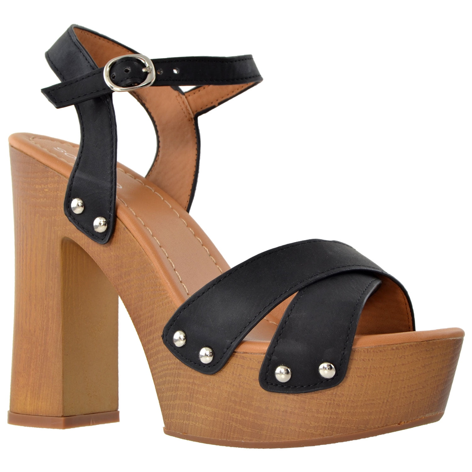 chunky black platform sandals