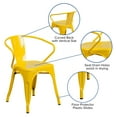thumbnail image 5 of Flash Furniture Commercial Grade Yellow Metal Indoor-Outdoor Chair with Arms, 5 of 12