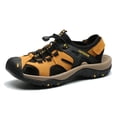 thumbnail image 2 of Men's Closed Toe Leather Sandals Outdoor Hiking Fisherman Shoes Non-Slip Beach Sandal Sport Waterproof Athletic Comfortable Camel 8, 2 of 9