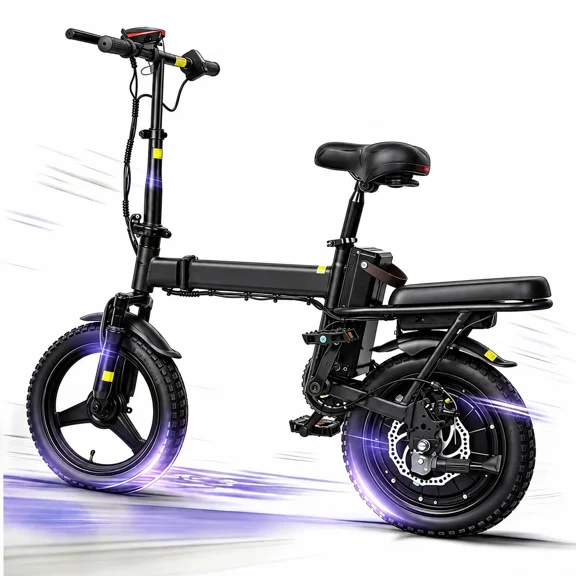 14" Foldable Electric Bike for Adults, 500W Peak Motor, 36V 12Ah Removable Battery, 19 MPH, 18-35 Miles Range, Suitable for Commuting, Shopping, or Trip, UL 2849, Class2