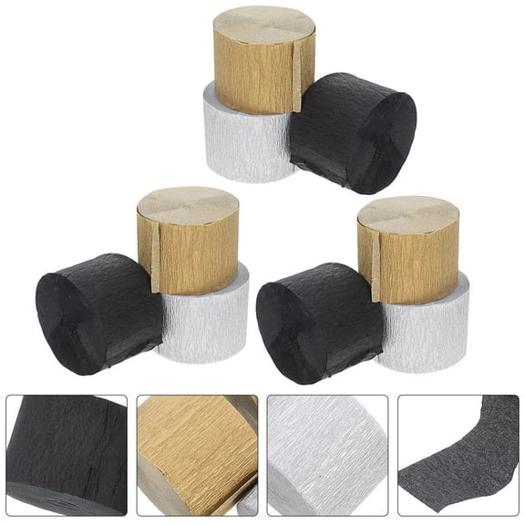 UPGRATOR Crepe Papers Streamers Gold Paper 9 Rolls 982.50X1.77X0.04in