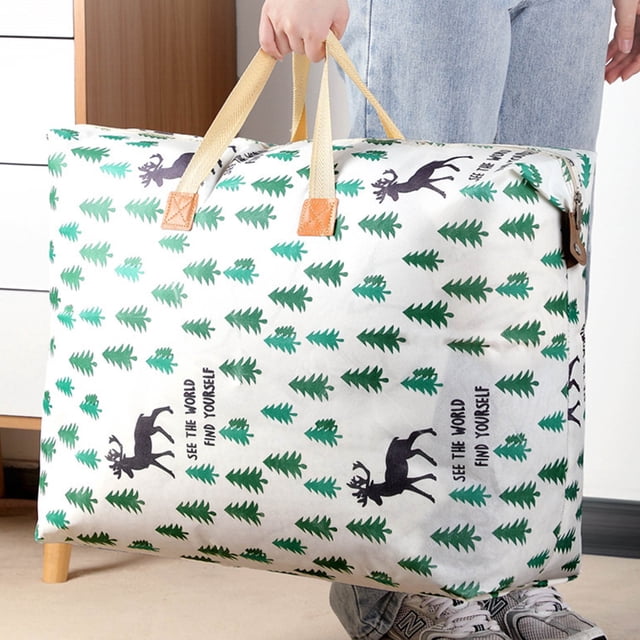 Bolsa de almacenamiento plegable, organizador de mantas y colchas, bolsa con asa de gran capacidad, almacenamiento portátil, 76 x 50 x 38 cm, para dormitorio,Wsvlmg