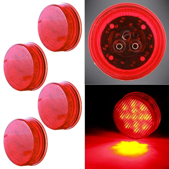 ECCPP QTY(4) Truck Trailer 2.5" Round Clearance Led Marker Round Side Marker Light Flush Mount Red