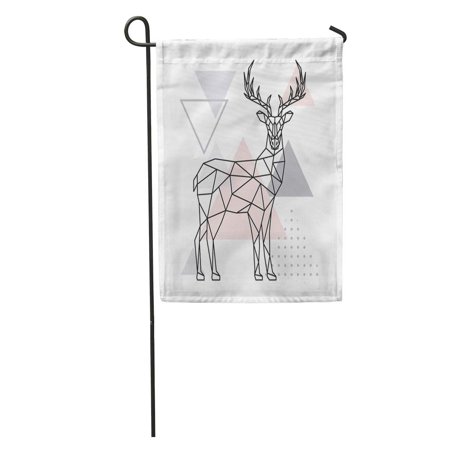 SIDONKU Antler Scandinavian Deer Side View Geometric Abstract Beast Black Garden Flag Decorative Flag House Banner 12x18 inch