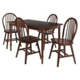 thumbnail image 4 of Contemporary Home Living 5-Piece Rectangular Dining Table with Windsor Chairs - 47.25" - Walnut, 4 of 4