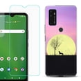 thumbnail image 1 of Slim-Fit Gel TPU Phone Case for Cricket Dream 5G, with Tempered Glass Screen Protector, by OneToughShield ® - Moonlight Dachshund, 1 of 2