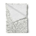 thumbnail image 2 of Abstract Soft Flannel Fleece Blanket, Contrasting Swirling Lines Strung with Bead Forms Dotted Curves Composition, Cozy Plush for Indoor and Outdoor Use, 50" x 70", Black and Coconut, by Ambesonne, 2 of 5