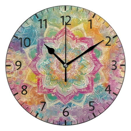 YAZAOO Decorative Wall Clock Size:25cm Kaleidoscope Of Joy Design Pattern Clock