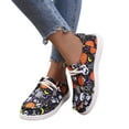 thumbnail image 3 of YLYL Women's Fashion Halloween Canvas Sneakers 2025 Pumpkin Ghost Print Low Top Lace up Walking Flat Shoes, 3 of 9