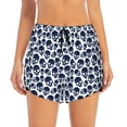 thumbnail image 3 of Uemuo black Skull white Pattern Women's Athletic Shorts High Waisted Running Shorts with Liner Pockets Gym Elastic Workout Shorts-, 3 of 9