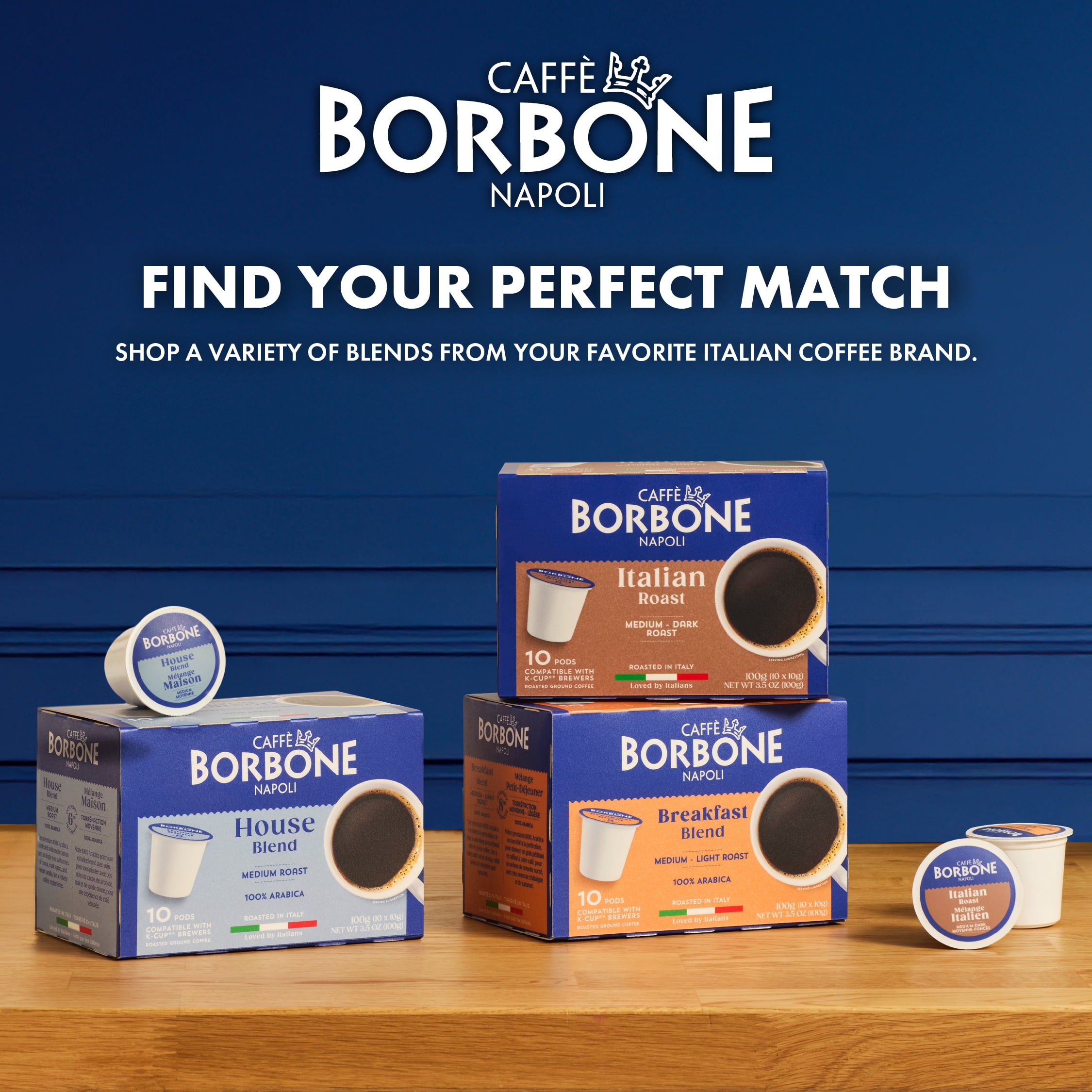 Caffè Borbone Italian Roast Medium Dark Roast Pods Compatible with K-Cup Brewers, (60 Count)