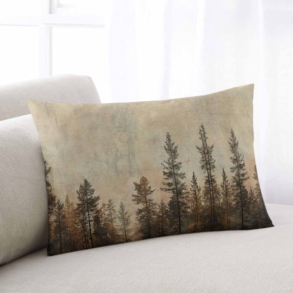 Brown Forest Throw Pillow Covers, Vintage Tree Farmhouse Botanical Soft Breathable Pillow Cases with Invisible Zipper for Sleeping, Toddler Pillowcases for Couch Bed Sofa Chair 12x20 Inches