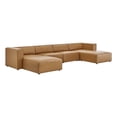 thumbnail image 2 of Modway Mingle Modern Faux Leather Sofa Set with 2 Ottomans in Tan, 2 of 14