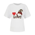 thumbnail image 5 of Guzom Valentine's DayWomens White Gnome Love Graphic Crewneck Tee, Short Sleeve Stretchy Relaxed Fit with Twisted Hem, Plus Size S-XXXL,Size L, 5 of 7