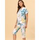 thumbnail image 2 of Conjunto De Pijama De Salón Elegante Con Botones En La Parte Delantera Y Cuello En V Floral Para Mujer Blanco S, 2 of 6