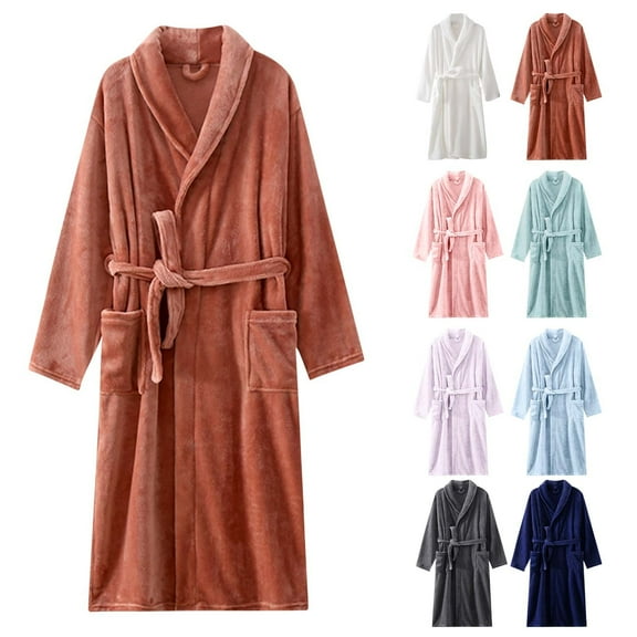 Womens Robes Plush Soft Warm Fleece Sherpa Shaggy Bathrobe Long Comfy Flannel Kimono Robe with Belted Pockets