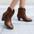 thumbnail image 2 of Bottes XZNGL pour Femmes Bottes Bottines Femmes Dames Mode Décontractée Talons Carrés Longues Bottines Chaussures à Enfiler, 2 of 3