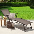 thumbnail image 3 of Gymax Outdoor Adjustable Chaise Lounge Chair Patio Beach Folding Recliner Lounge Brown, 3 of 8