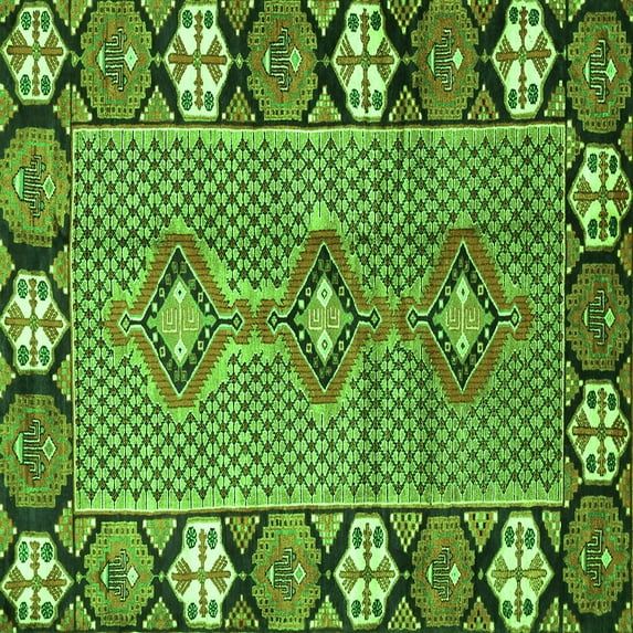 Ahgly Company Indoor Square Persian Green Traditional Area Rugs, 7' Square