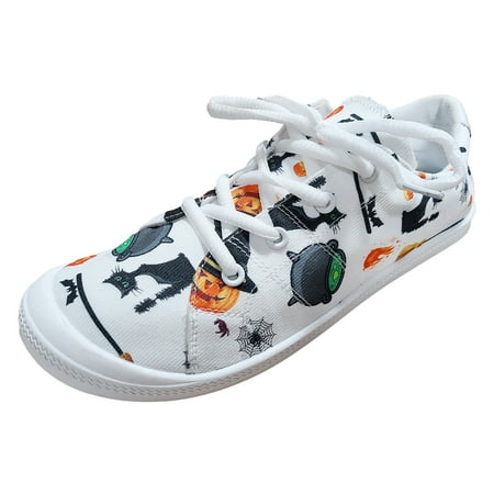 

Leisure Women s Four Seasons Womens Lace Up Casual Shoes Cartoon Prints Non Womens office Shoes Casual Slip Flat Round Toe Womens Casual Shoes Breathable Lace Up Lazy Cloth Shoes