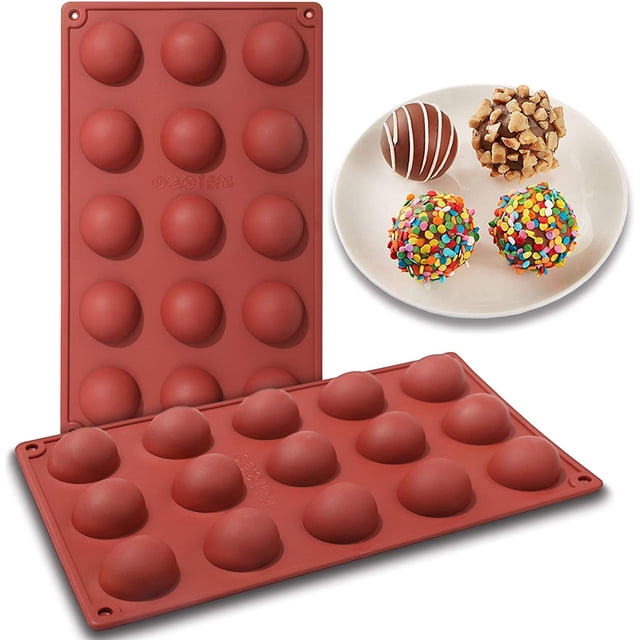 15-Cavity Semi Sphere Silicone Mold 2pc Cocoa Chocolate Bombs Molds for Chocolate, Truffles, Candy, Cake, Jelly, Mousse Making
