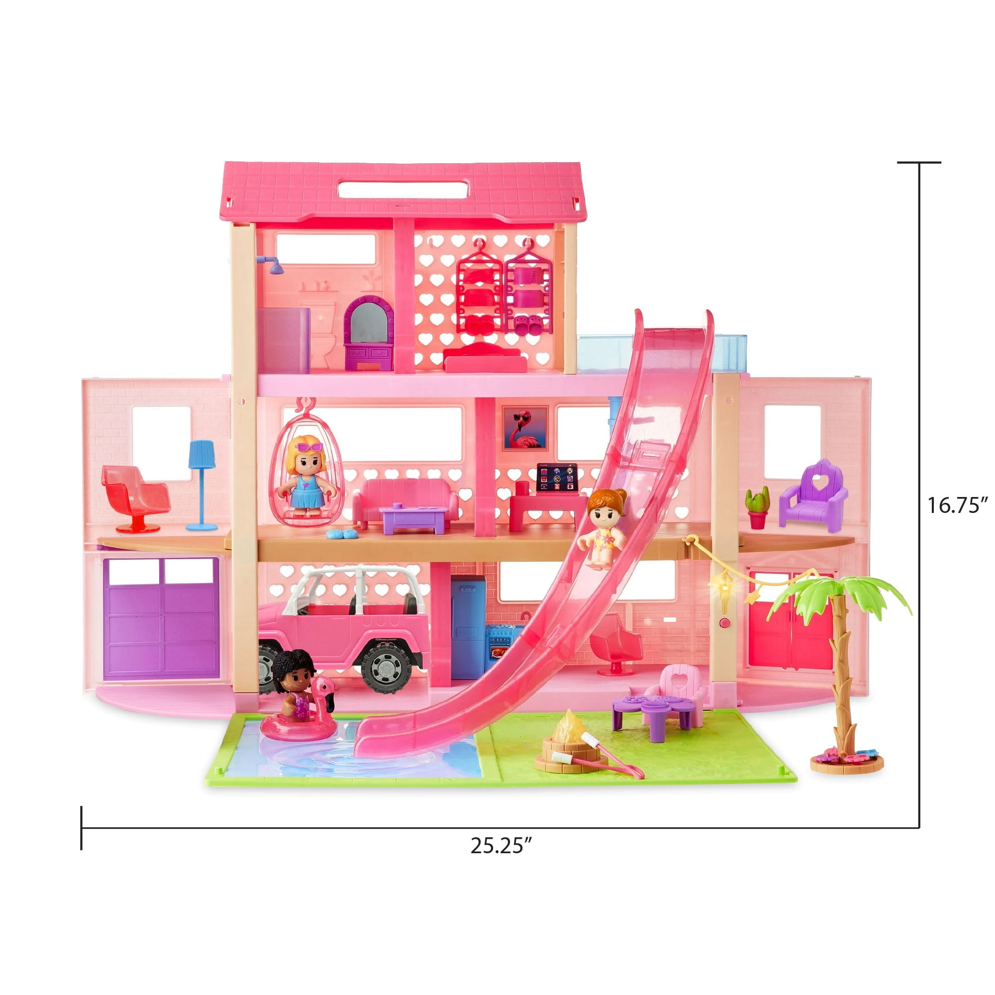 Kid Connection Pool Party Dollhouse Playset, 44 Pieces, Ages 3+