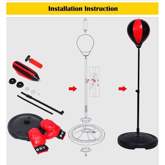 Boxing Sports, Punching Ball W' Stand Boxing Speedball Boxing Set 70-105cm Height Adjustable for Teens