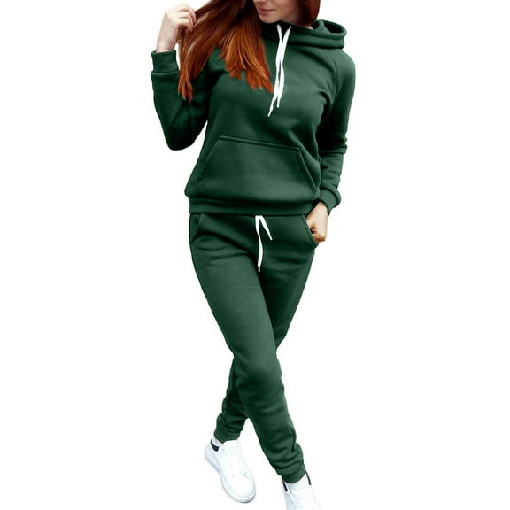 Sweatsuits for Women Clearance Solid Color, Sporty Breathable Sweatshirt Fall Soft Hoodie Baggy Comfortable Joggers Tracksuit Sales Today Clearance