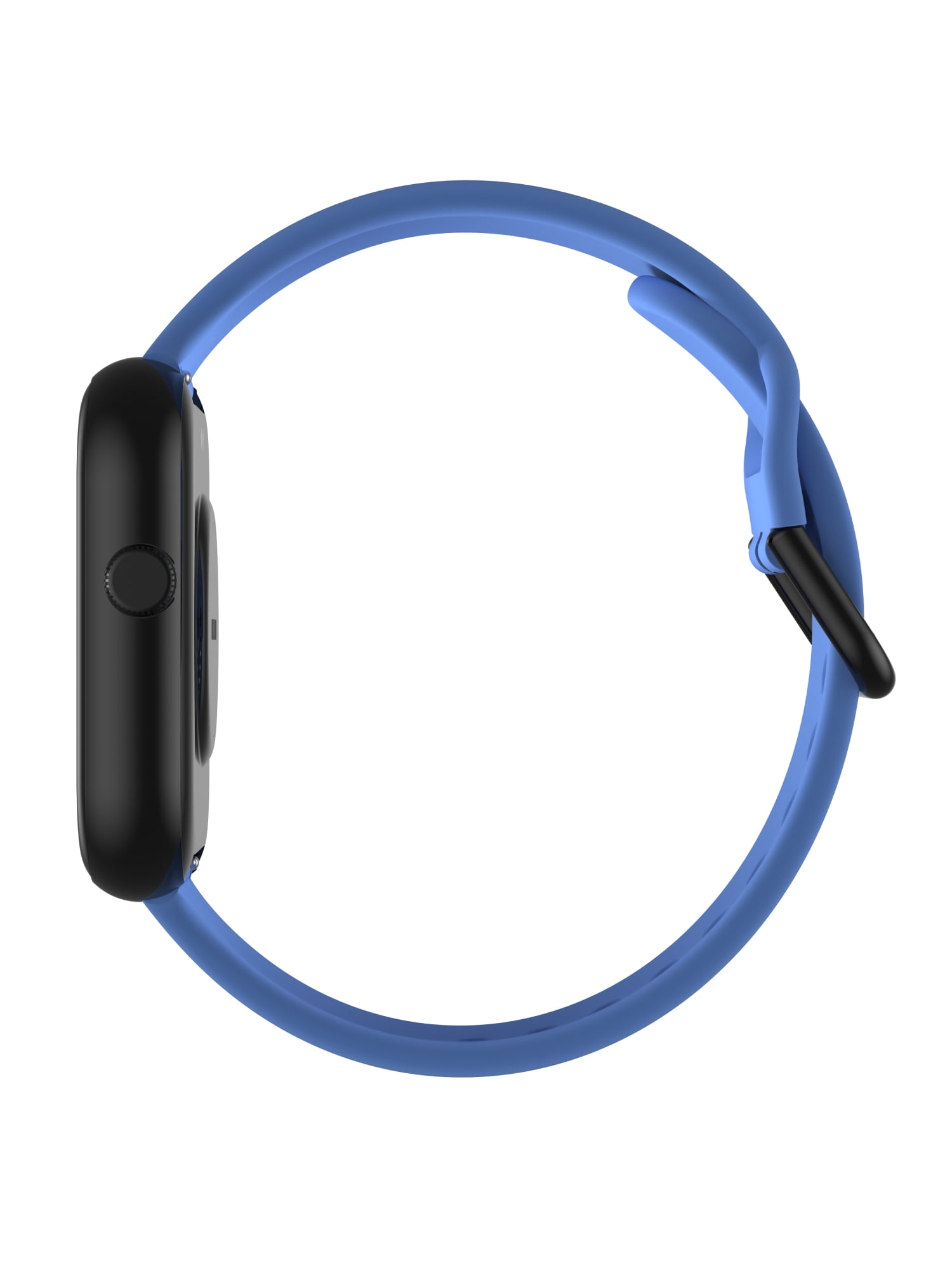 iTech Fusion 4 Unisex Adult Rectangular Smart Watch, Black, Blue Silicone Strap