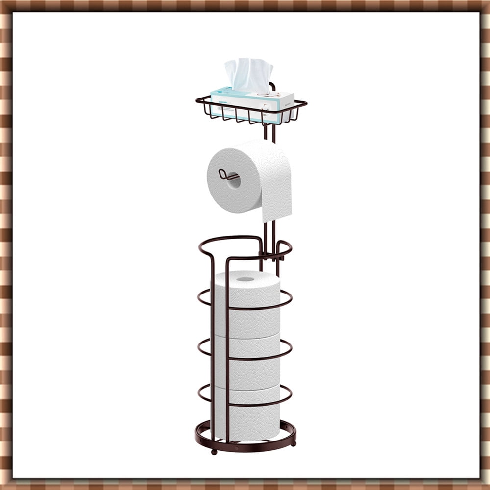 Bronze Freestanding Toilet Paper Holder with Storage Shelf