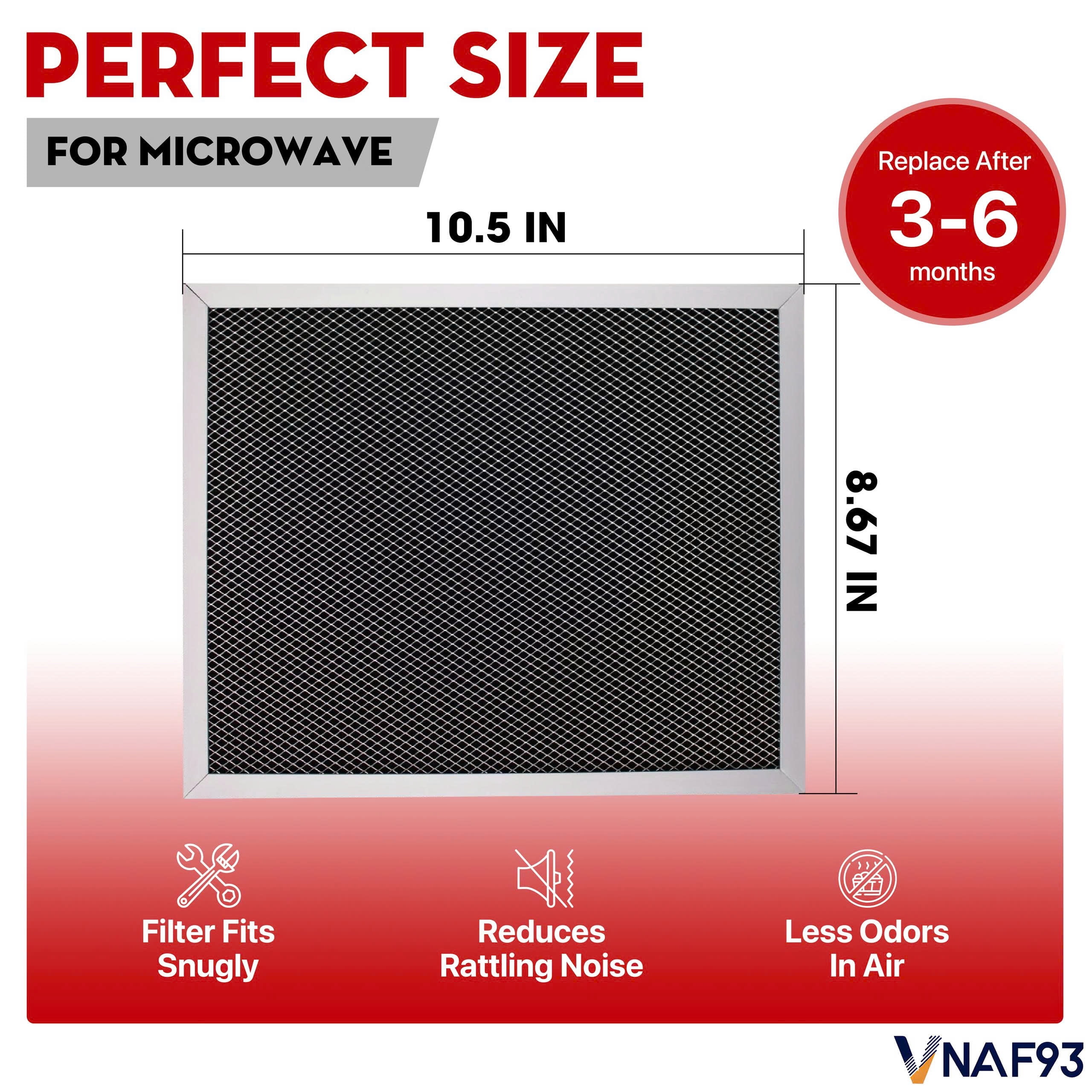VNAF93 Upgraded 4 Pack 97007696 Range Hood Filter - 41f Stove Hood Vent Filter Replacement For Broan & Nutone Charcoal Carbon Combo Replace 6105c 97005687 - Size 8.75 x 10.5 x 0.35 Inche
