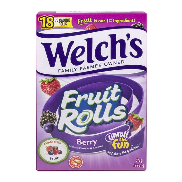 Rouleaux aux fruits Welch's à saveur de baies 18 rouleaux, 18 x 21 g