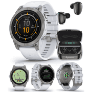 Garmin epix Pro (Gen 2) Sapphire Edition, 47mm, High Performance Smartwatch, Advanced Training Technology, Built-in Flashlight, Whitestone with Wearable4U Black EarBuds Bundle