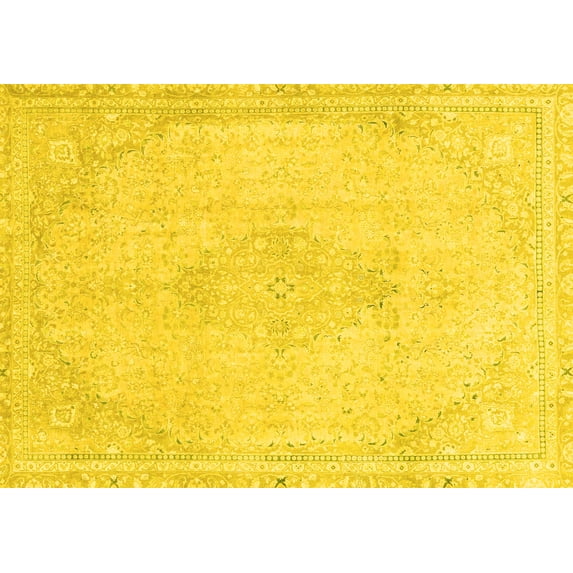 Ahgly Company Indoor Rectangle Abstract Yellow Modern Area Rugs, 3' x 5'
