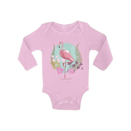 

Awkward Styles Flamingo and Orchids Baby Bodysuit Long Sleeve Pink Flamingo Romper for Boys Summer One Piece for Girls Flamingo Romper for Children Nice Flamingo Gifts for Little One Summer Clothing