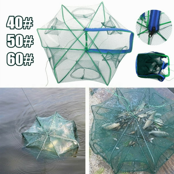 6/12 Holes Automatic Fishing Net Shrimp Cage Nylon Foldable Fish