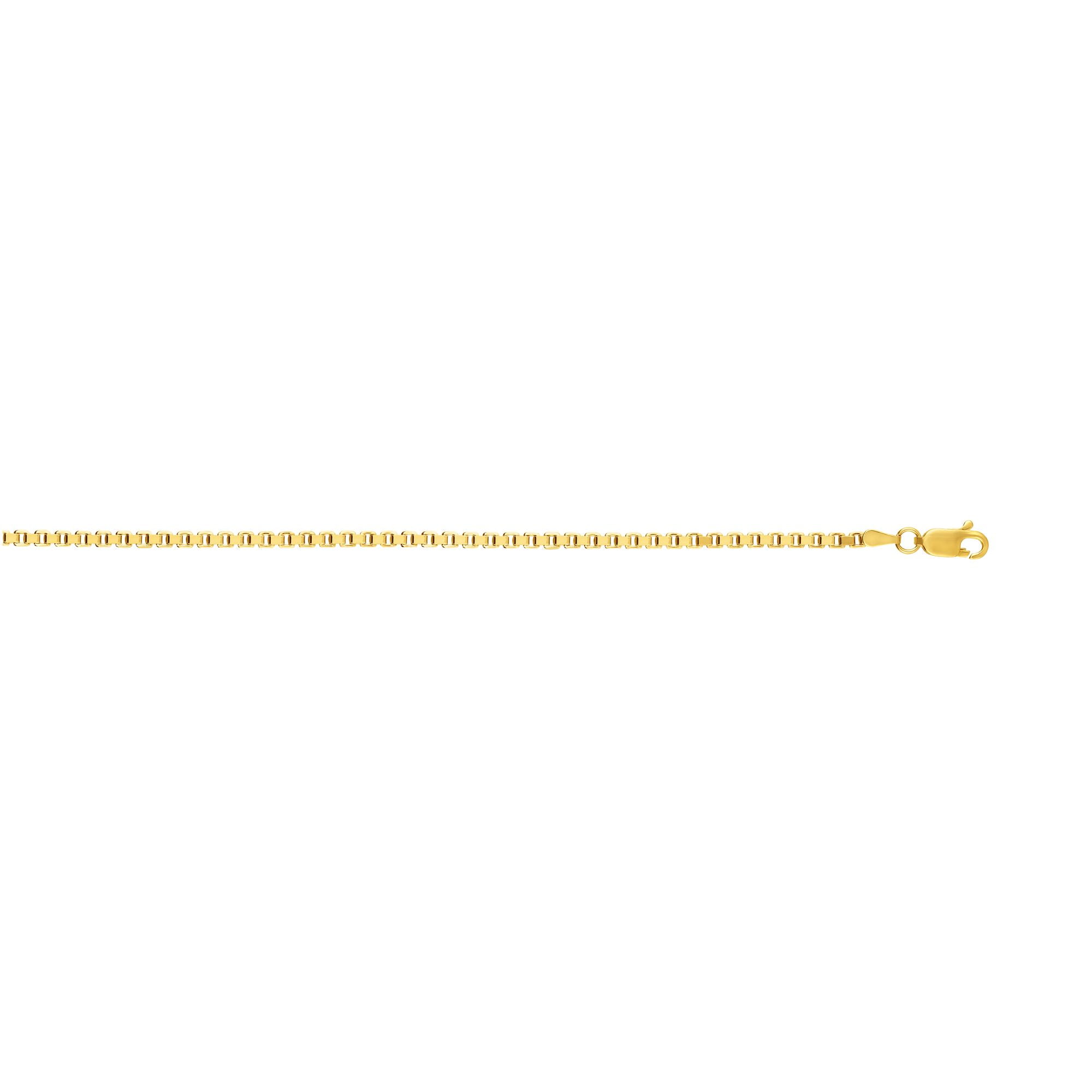 14k Yellow Gold 2.5mm Classsic Square Box Chain Necklace 20" 22" 24" by JewelStop