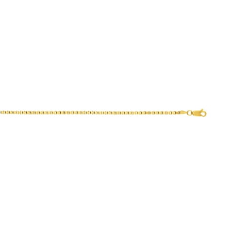 14k Yellow Gold 2.5mm Classsic Square Box Chain Necklace - 20 22 24