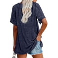 thumbnail image 5 of Short Sleeved Women V-Neck Solid Color Loose T-Shirt Tops, 5 of 5