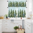 thumbnail image 3 of Tropical Plant Kitchen Curtains Valances and Tiers Set of 3 Summer Cactus Tier Curtains and Valance with Rod Pocket for Small Windows, 27.5"x24", 3 of 9