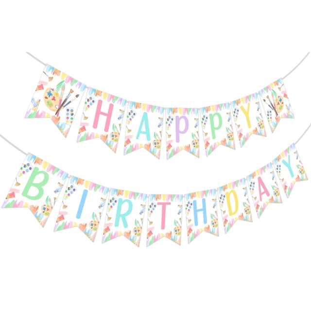 Decoración de fiesta, pancarta de cumpleaños para niña, arte pastel