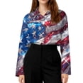 thumbnail image 4 of Domzest 4th Of July Shirts Women 250 Anniversary Usa Graphic Shirt Patriotic V Neck Long Sleeve Butoon Down Tshirt Red S, 4 of 5
