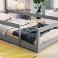 thumbnail image 2 of Twin Size Wood bed with House-shaped Headboard Floor bed with Fences,Grey, 2 of 8