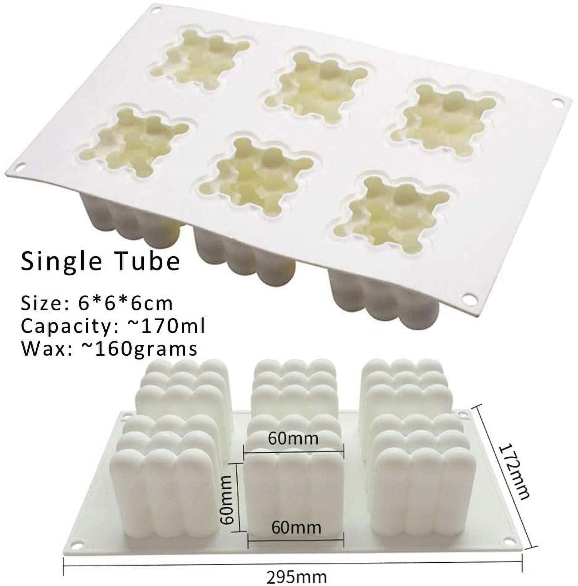 6-Cavity Bubble Candle Mold, 3D Cube Ball Mold Silicone Mold for Soy Wax Scented Soap Candle Making Homemade Ornaments DIY Craft