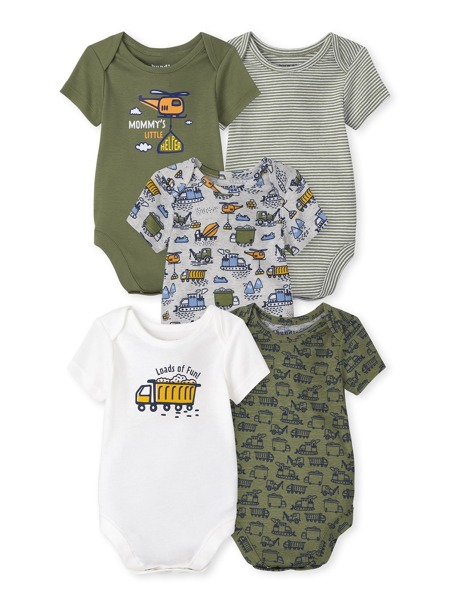The Childrens Place Baby Boys Short Sleeve 5 Pack Bodysuit Set