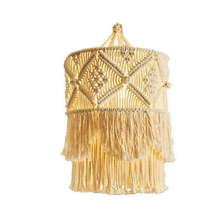 

dido Macrame Lamp Shade Style Woven Pendant Protector Wedding Ornament Iron-Frame Light Cover Home Nursery Coffee Decorations