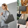 thumbnail image 3 of Structured Tote Bag for Women, Vegan Leather Satchel Handbag, Top Handle  Bag for Work with Pockets, 3 of 7