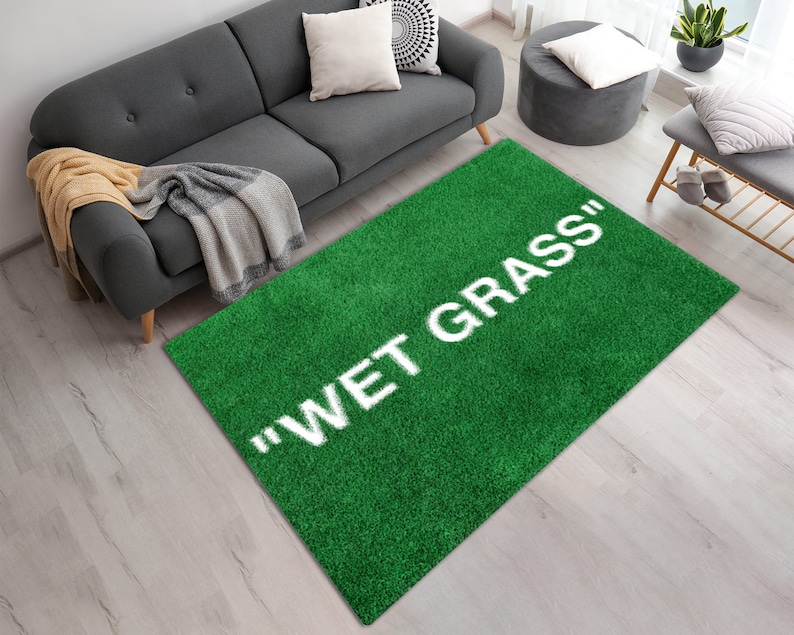 Green Grass Area Rug •Washable Personalized Wet Grass Area Rug • Gift