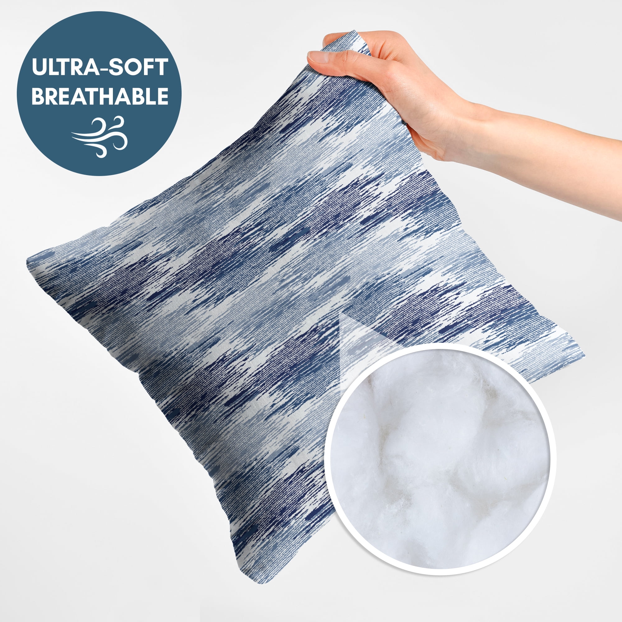 Americanflat 18"x18" Abstract Blurred Throw Pillow with Premium Polyester - Blue